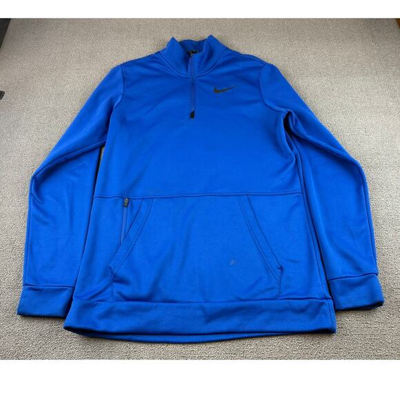 Nike Dri Fit Quarter Zip Pullover Men's M Royal Blue Kangaroo Pocket Vietnam - Picture 1 of 12